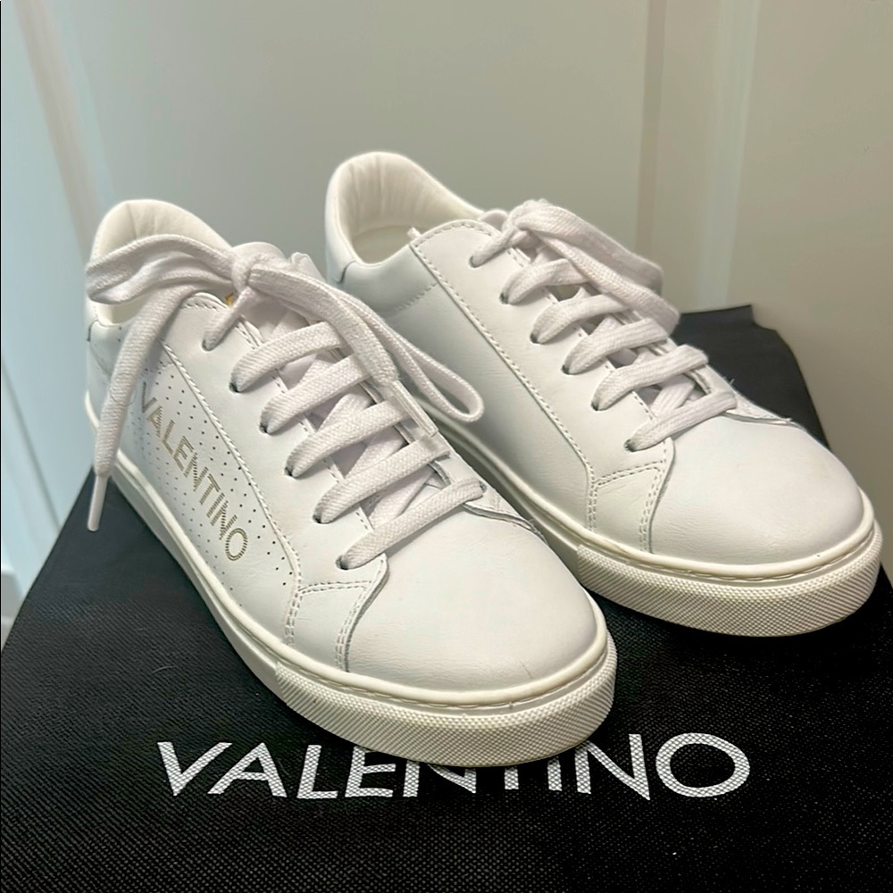 Valentino Classic White Lace-Up Sneakers